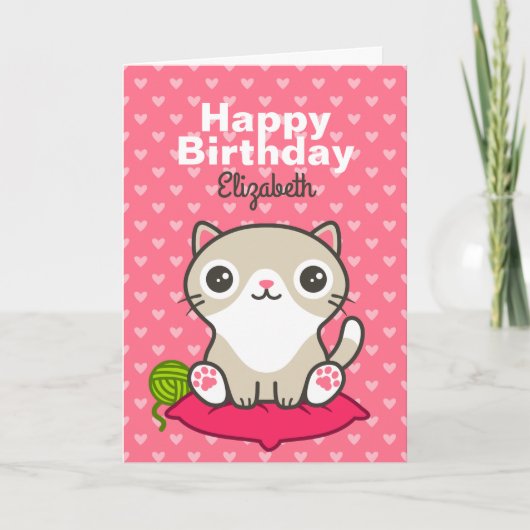 Illustratie Kat Cute Kaart (Voorkant)