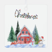 Illustratie Kat Cute Metalen Ornament (Voorkant)