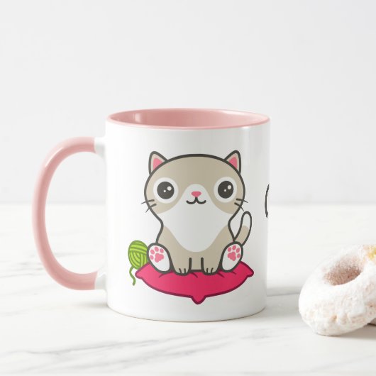 Illustratie Kat Cute Mok (Met donut)