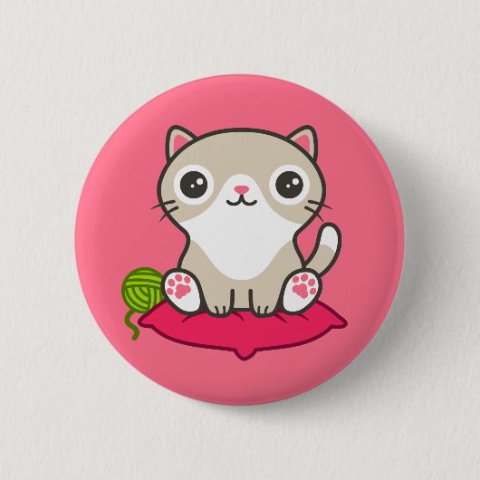 Illustratie Kat Cute Ronde Button 5,7 Cm (Voorkant)