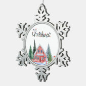 Illustratie Kat Cute Tin Sneeuwvlok Ornament (Rechts)