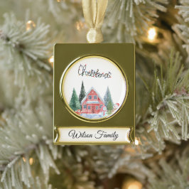 Illustratie Kat Cute Verguld Banner Ornament