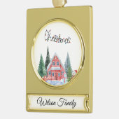 Illustratie Kat Cute Verguld Banner Ornament (Links)