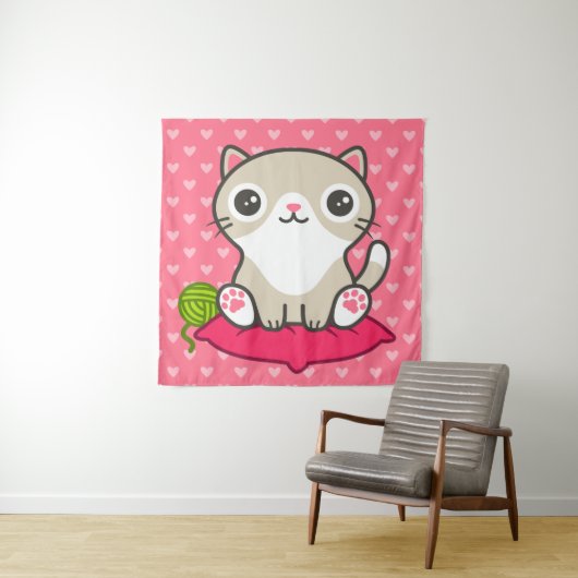 Illustratie Kat Cute Wandkleed (In situ)