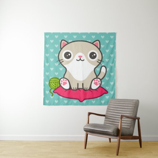 Illustratie Kat Cute Wandkleed (In situ)