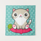 Illustratie Kat Cute Wandkleed (Voorkant)