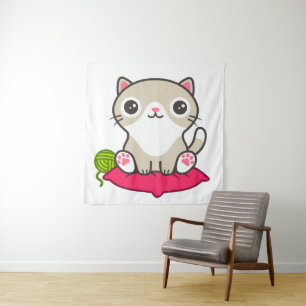 Illustratie Kat Cute Wandkleed