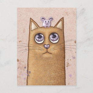 Illustratie kat en muis briefkaart