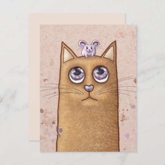 Illustratie kat en muis briefkaart (Voorkant / Achterkant)