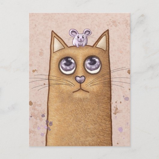 Illustratie kat en muis briefkaart (Voorkant)