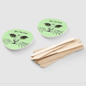 Illustratie Kat Face Vibrant Eyes Whiskers Green Handwaaier (Niet-gemonteerd)