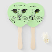 Illustratie Kat Face Vibrant Eyes Whiskers Green Handwaaier (Voorkant en achterkant)