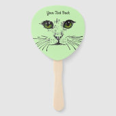 Illustratie Kat Face Vibrant Eyes Whiskers Green Handwaaier (Achterkant)
