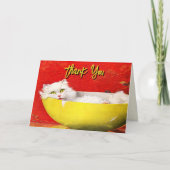  illustratie Kat in Yellow Bowl Dank u Bedankkaart (Voorkant)