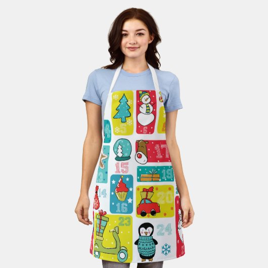 Illustratie kerstadvertentiekalender schort (Gedragen)