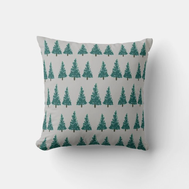 Illustratie kerstbomen Boerderij Vakdag grijs Kussen (Voorkant)