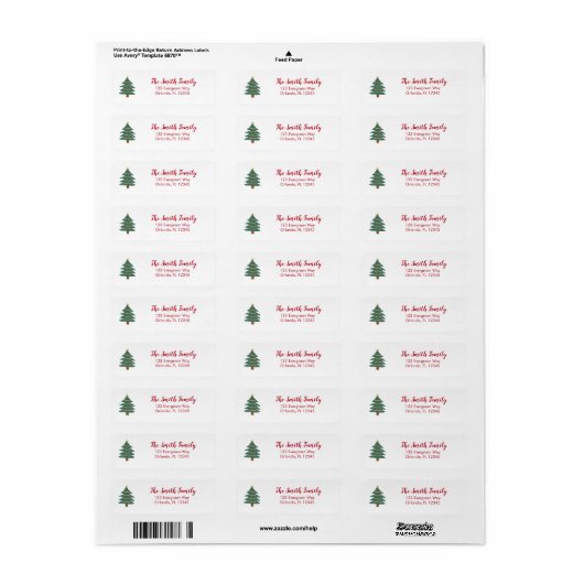 Illustratie kerstbomen Terug Adres label (Full Sheet)