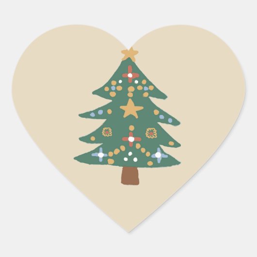 Illustratie kerstboom hartsticker hart sticker (Voorkant)
