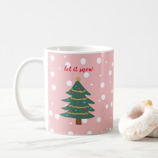Illustratie kerstboom laat het sneeuwkoffie-Mok Koffiemok (Met donut)