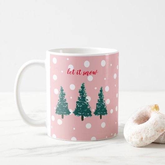 Illustratie kerstboom laat het sneeuwkoffie-Mok Koffiemok (Met donut)