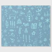 Illustratie kerstdoodle tekening voor verkuilen | cadeaupapier (Vlak)