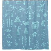 Illustratie kerstdoodle tekening voor verkuilen | douchegordijn (Voorkant)