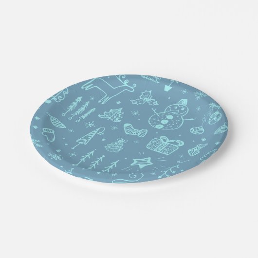 Illustratie kerstdoodle tekening voor verkuilen | papieren bordje (Gekanteld)