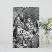 Illustratie kerstfeestscène briefpapier (Staand voorkant)