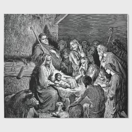 Illustratie kerstfeestscène cadeaupapier (Vlak)