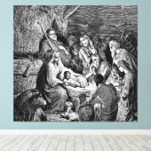 Illustratie kerstfeestscène canvas afdruk (Insitu (Houten vloer))