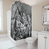 Illustratie kerstfeestscène douchegordijn (In situ)