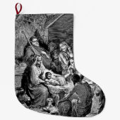 Illustratie kerstfeestscène grote kerstsok (Voorkant)