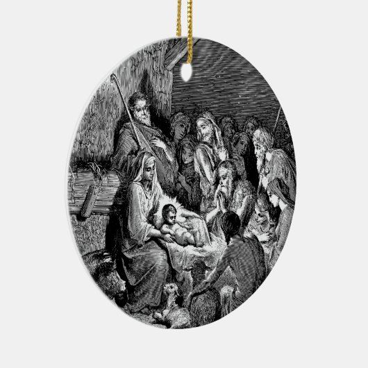 Illustratie kerstfeestscène keramisch ornament (Rechts)