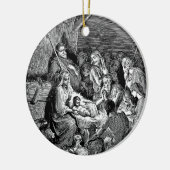 Illustratie kerstfeestscène keramisch ornament (Links)