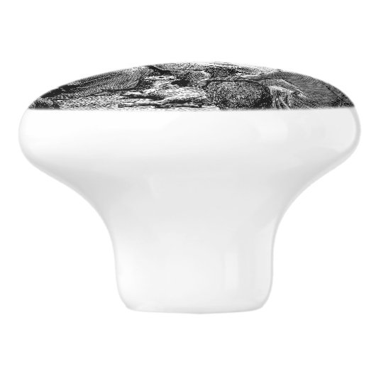 Illustratie kerstfeestscène keramische knop (Zijkant)