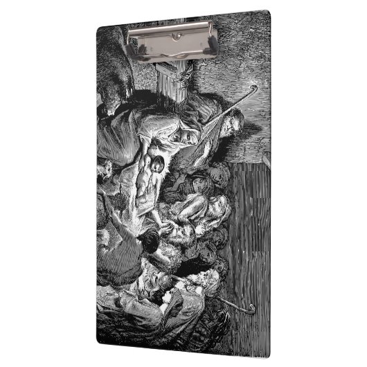 Illustratie kerstfeestscène klembord (Links)