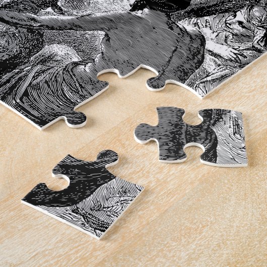 Illustratie kerstfeestscène legpuzzel (Zijkant)