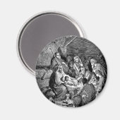 Illustratie kerstfeestscène magneet (Voorkant / Achterkant)