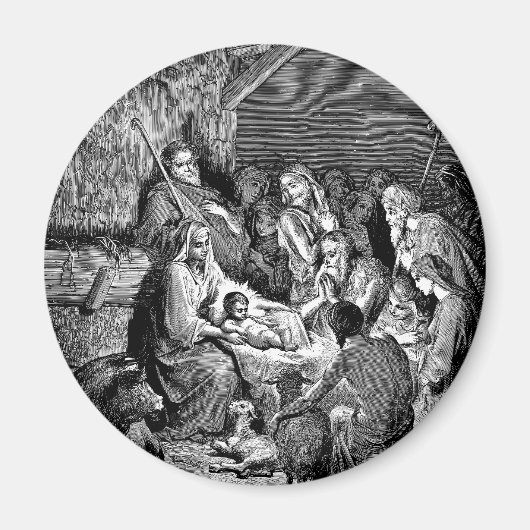 Illustratie kerstfeestscène magneet (Voorkant)
