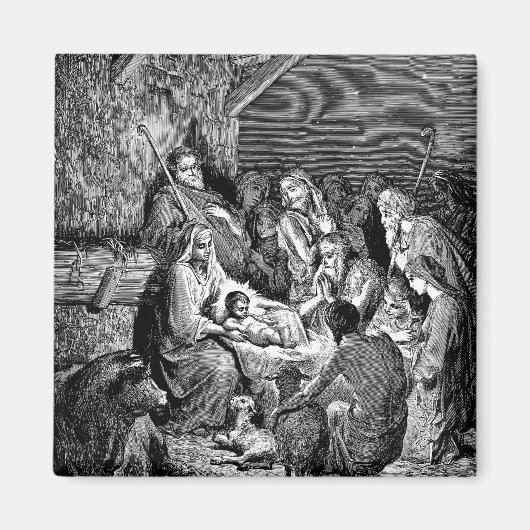 Illustratie kerstfeestscène magneet (Voorkant)