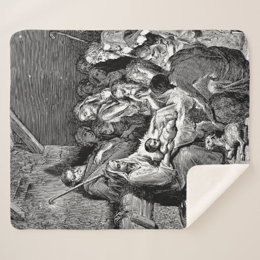 Illustratie kerstfeestscène sherpa deken (Voorkant (horizontaal))