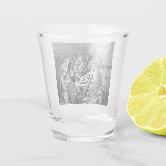 Illustratie kerstfeestscène shot glas (Achterkant)