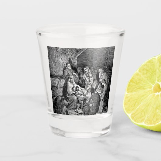 Illustratie kerstfeestscène shot glas (Voorkant)