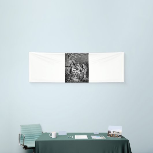 Illustratie kerstfeestscène spandoek (Beurs)