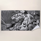 Illustratie kerstfeestscène strandlaken (Voorkant)