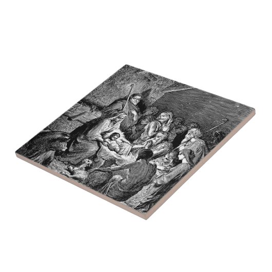 Illustratie kerstfeestscène tegeltje (Zijkant)