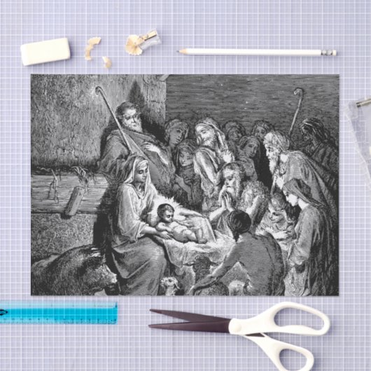 Illustratie kerstfeestscène tissuepapier (Craft)