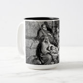 Illustratie kerstfeestscène tweekleurige koffiemok (Voorkant links)