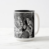 Illustratie kerstfeestscène tweekleurige koffiemok (Voorkant rechts)