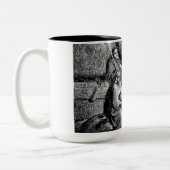 Illustratie kerstfeestscène tweekleurige koffiemok (Links)